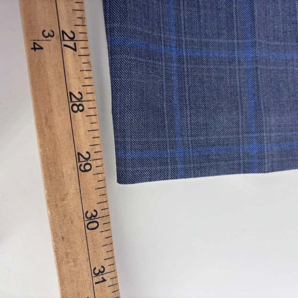 Michael Kors Suit Mens 48R 40W Blue Grey Plaid Wool Blend Natural Stretch
